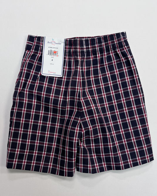 EW Flat Front Pull On Shorts Plaid 3C