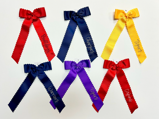 Long Tail Scalloped Bows Embroidered