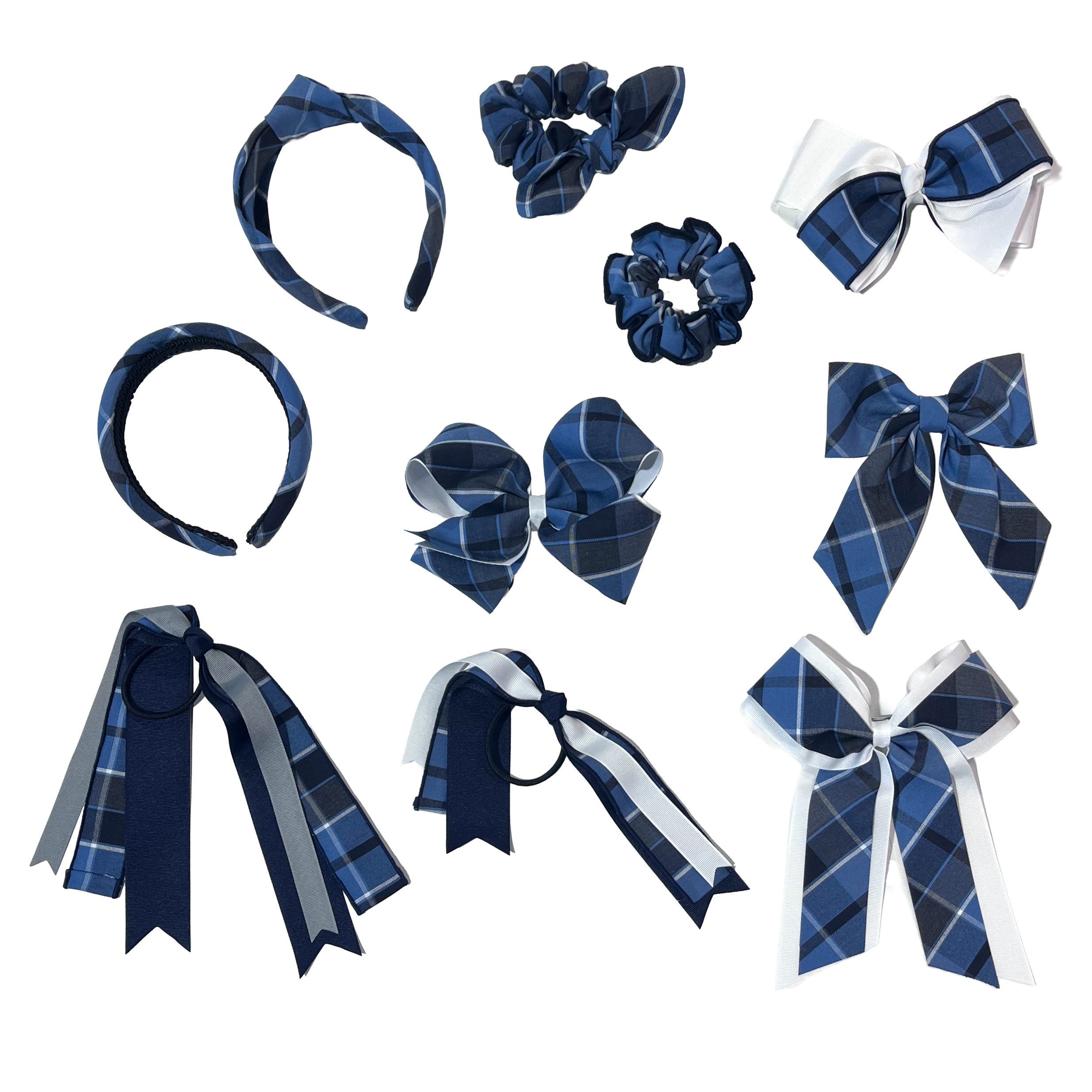 Plaid Hair Bows Set with Headband and Scrunchie School Uniform Accessories Plaid 98/back to School/girls Hair Accessories/scrunchie  main image 2