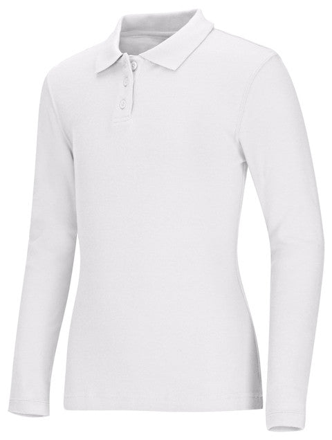 CR Girls Jersey Polo White Long Sleeve