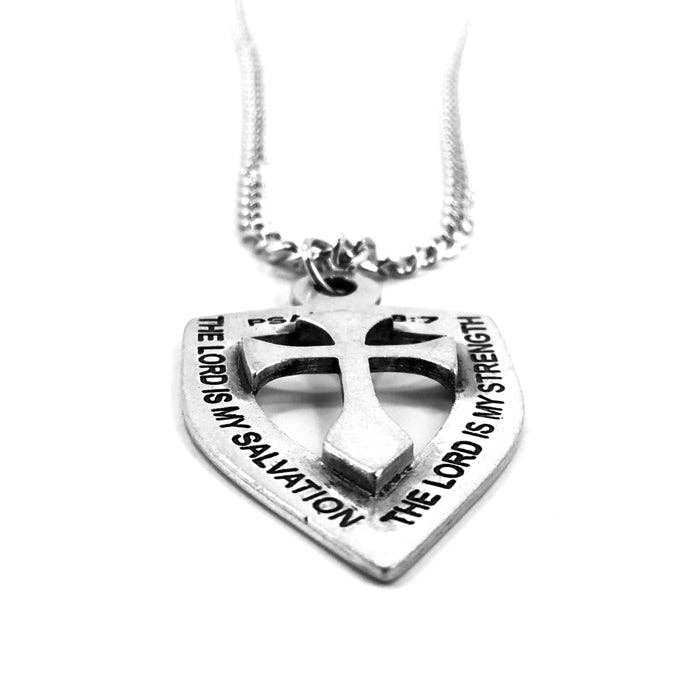 Load image into Gallery viewer, Pewter Cross Shield Pendant
