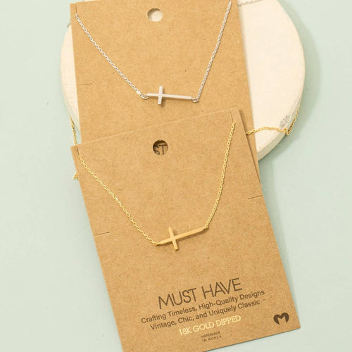 Side Cross Pendant Necklace