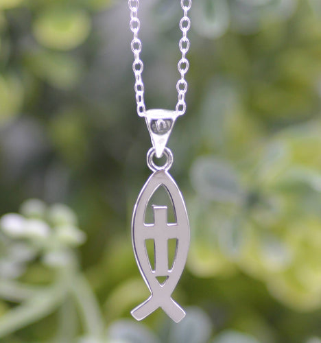 Jesus Fish Sterling Necklace