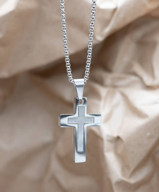 Cross In Cross Silver Necklace
