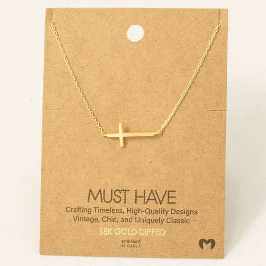 Side Cross Pendant Necklace