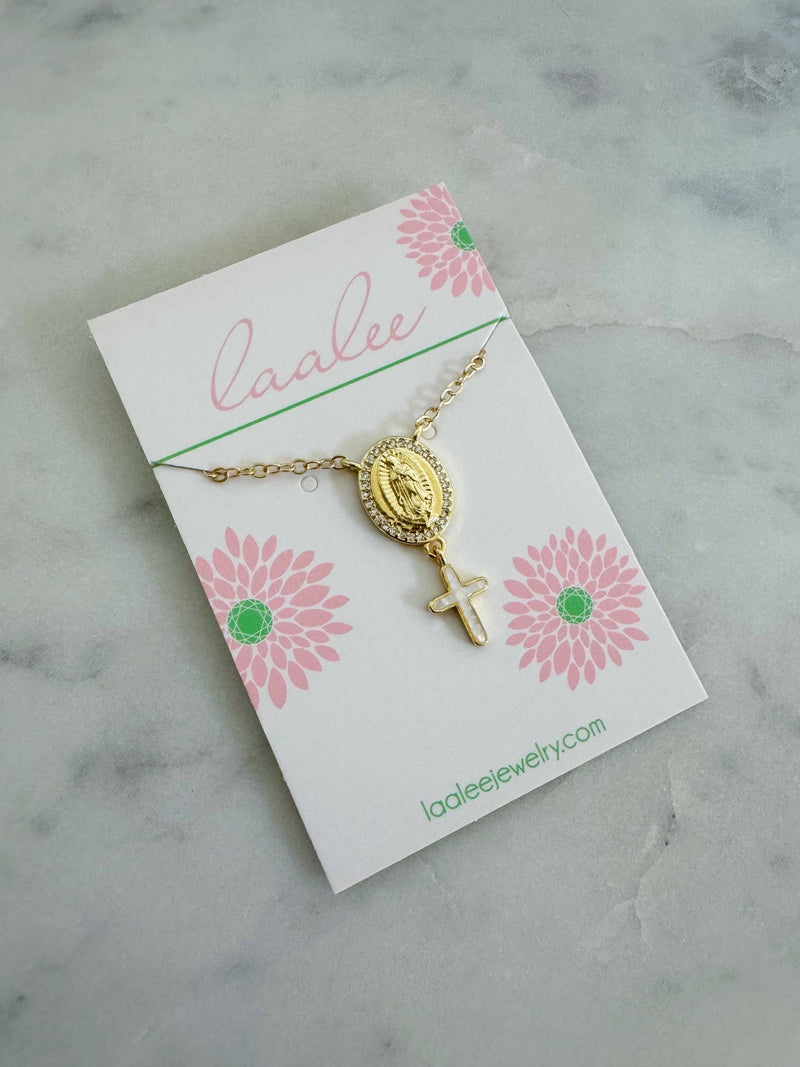 Load image into Gallery viewer, Miraculous Medal Necklace with Cross Dangle
