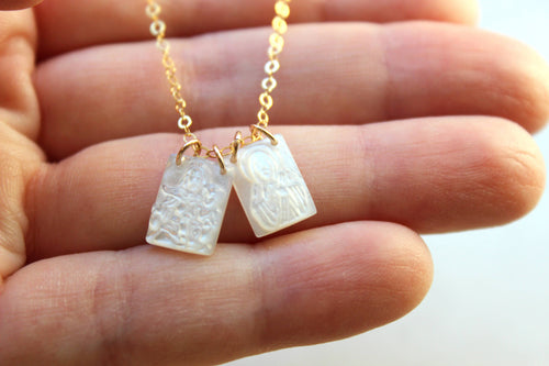 Mother of Pearl Scapular Necklace