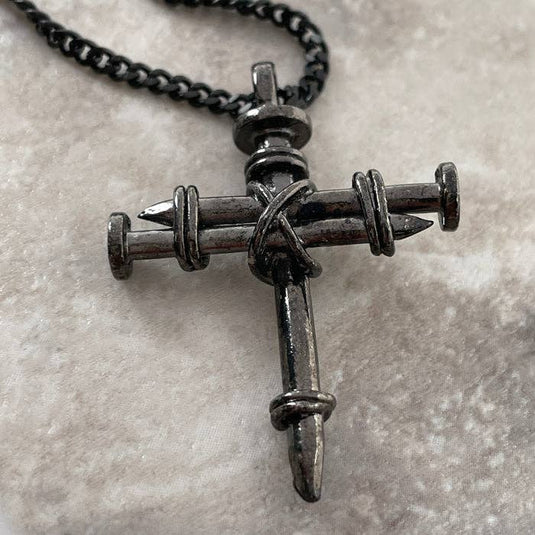 Gunmetal Nail Cross Pendant