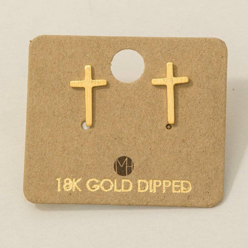 Load image into Gallery viewer, Gold Dipped Mini Cross Post Stud Earrings
