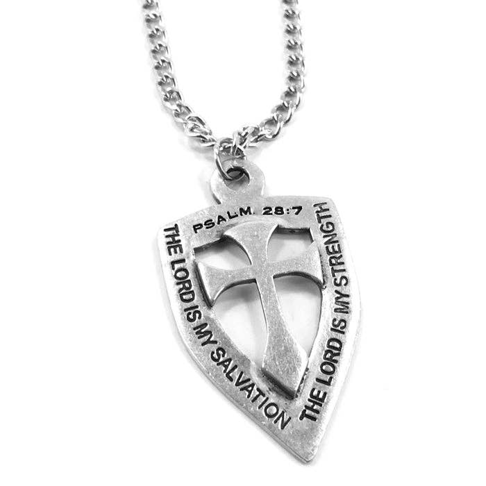 Load image into Gallery viewer, Pewter Cross Shield Pendant
