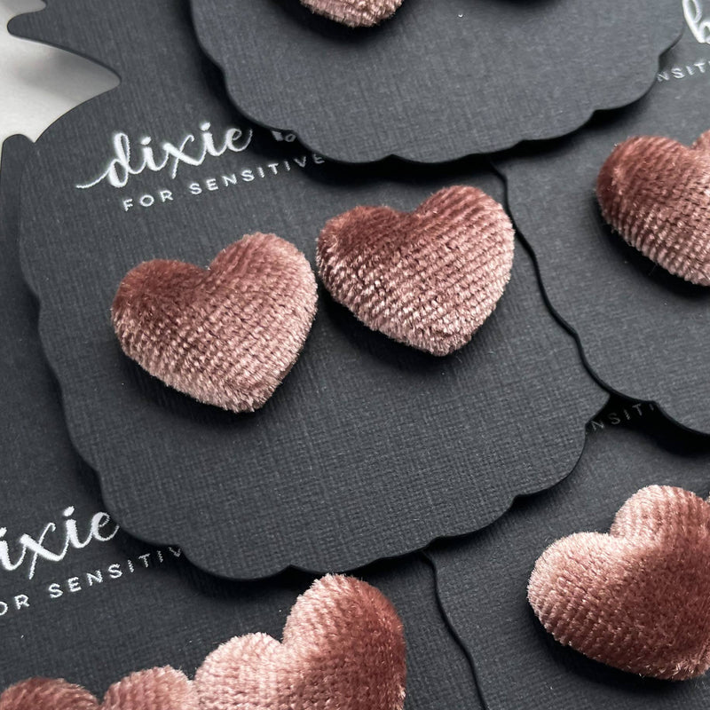 Load image into Gallery viewer, Velour Heart Earrings in Mocha

