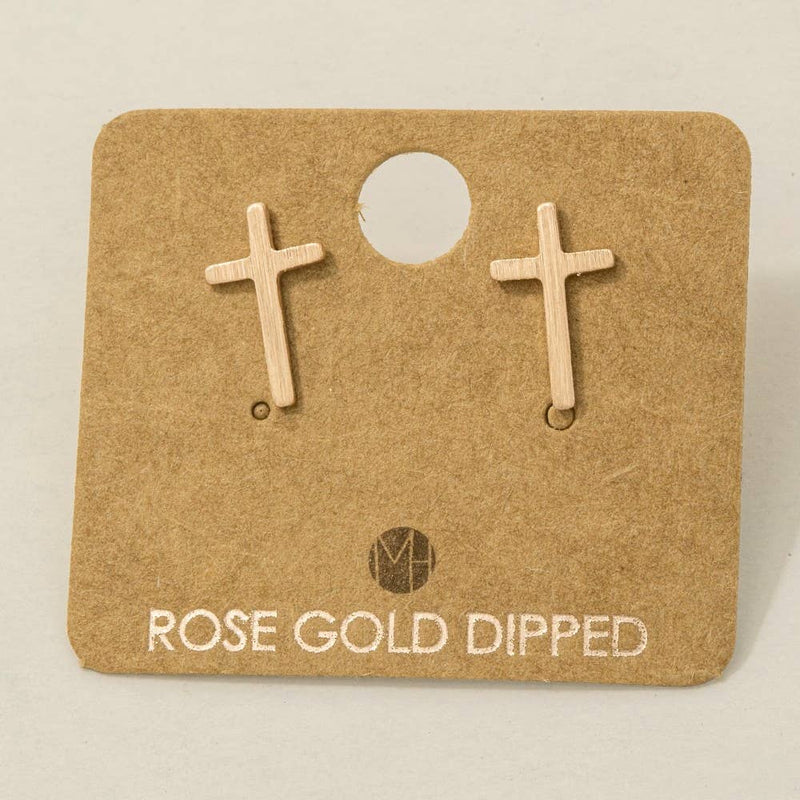 Load image into Gallery viewer, Gold Dipped Mini Cross Post Stud Earrings
