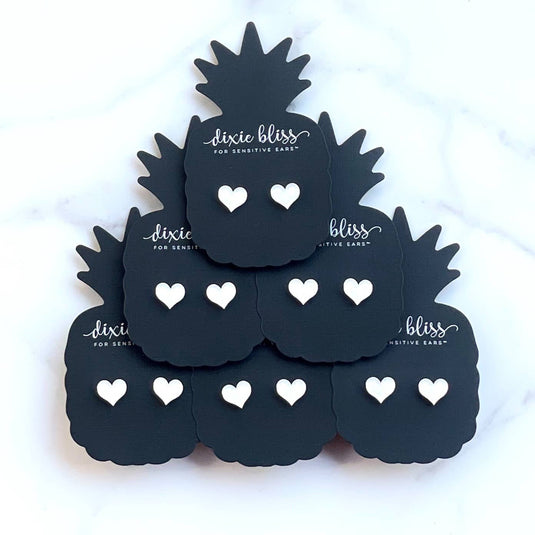 White Shimmer Hearts Earrings