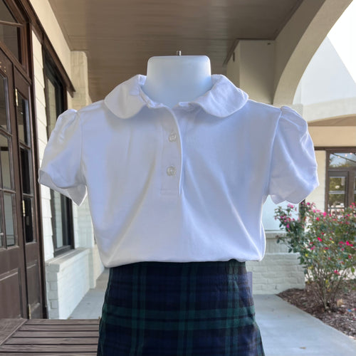 Puffed Sleeve Peter Pan Polo White