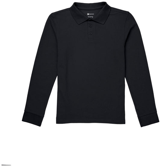 CR Pique Polo Black Long Sleeve