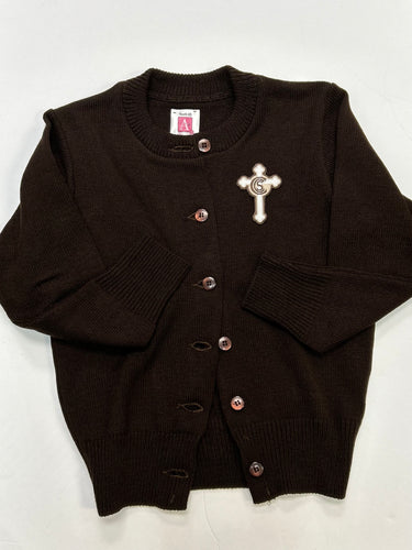 A+ Jewel Neck Cardigan Brown CCS