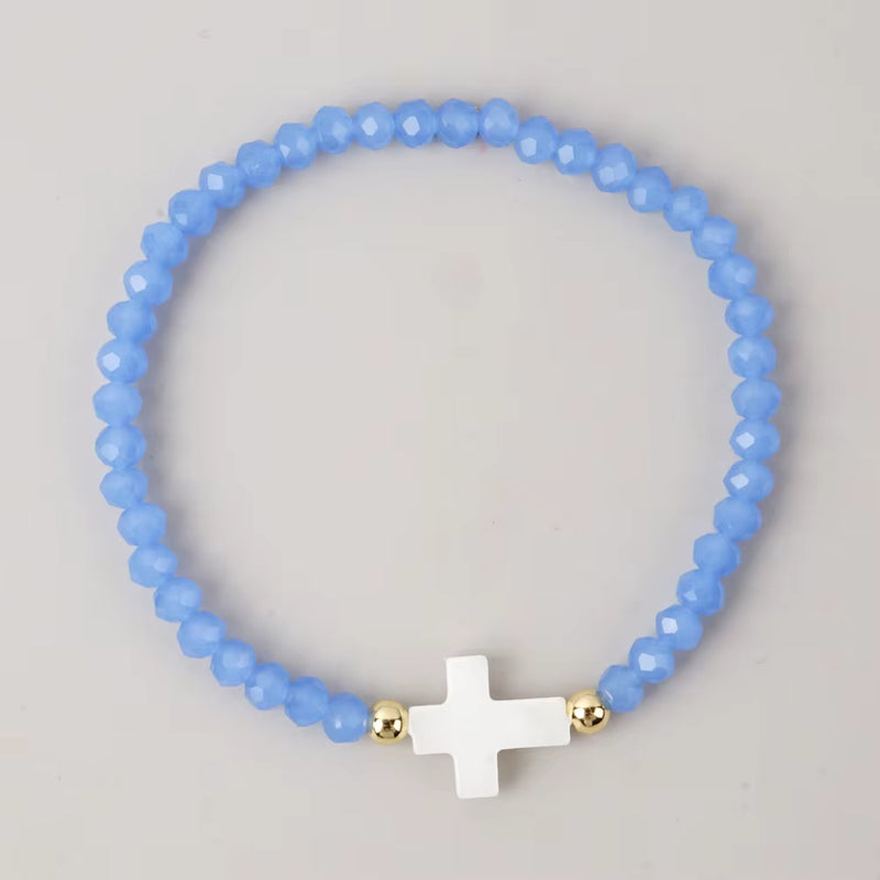 Load image into Gallery viewer, Crystal Bead Cross Bracelet
