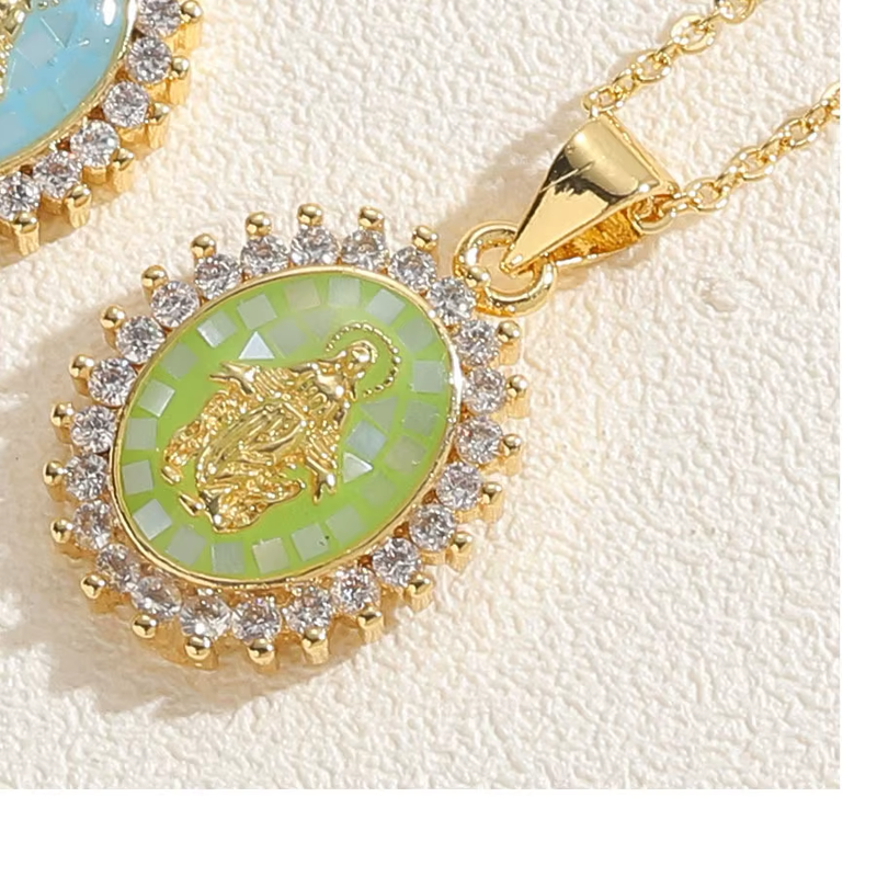 Load image into Gallery viewer, Oval Virgin Mary Abalone Necklace (5 Colors)
