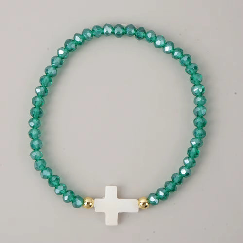 Crystal Bead Cross Bracelet