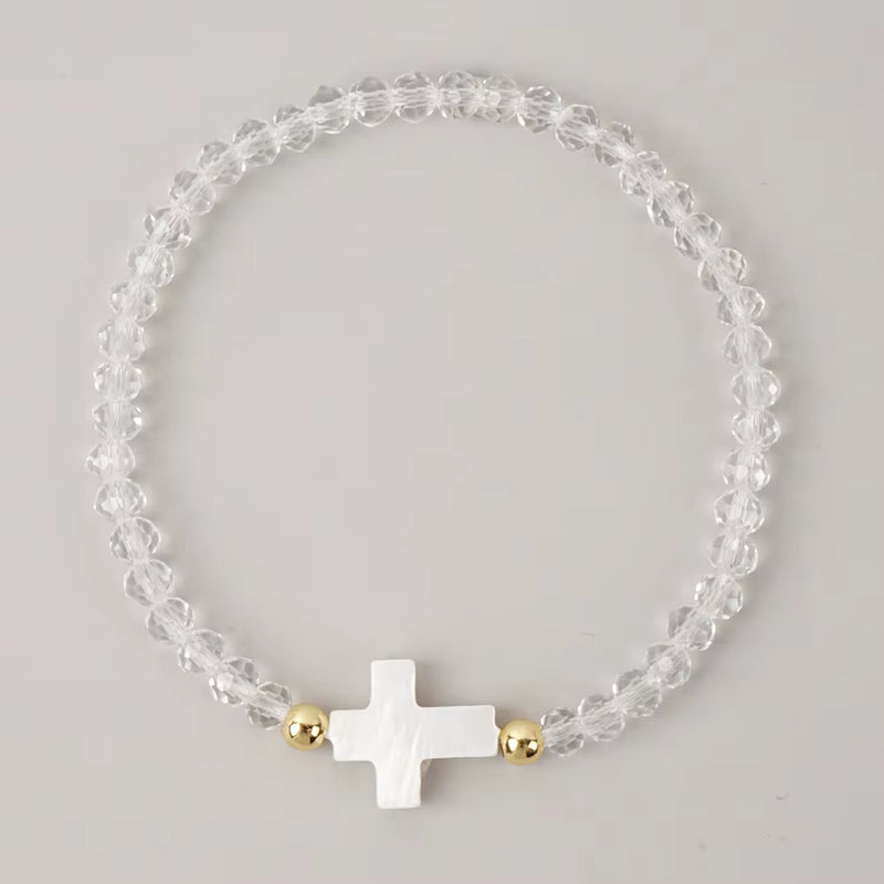 Load image into Gallery viewer, Crystal Bead Cross Bracelet
