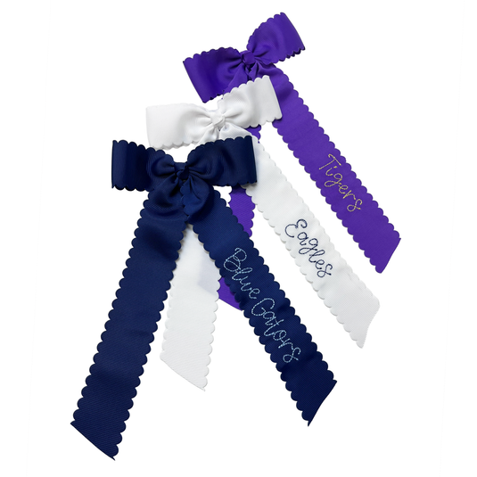 Long Tail Scalloped Bows Embroidered