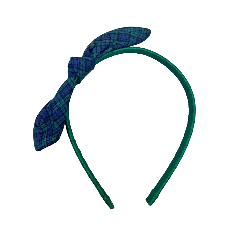 Load image into Gallery viewer, Hair Accessories in Navy/Green Micro Tartan
