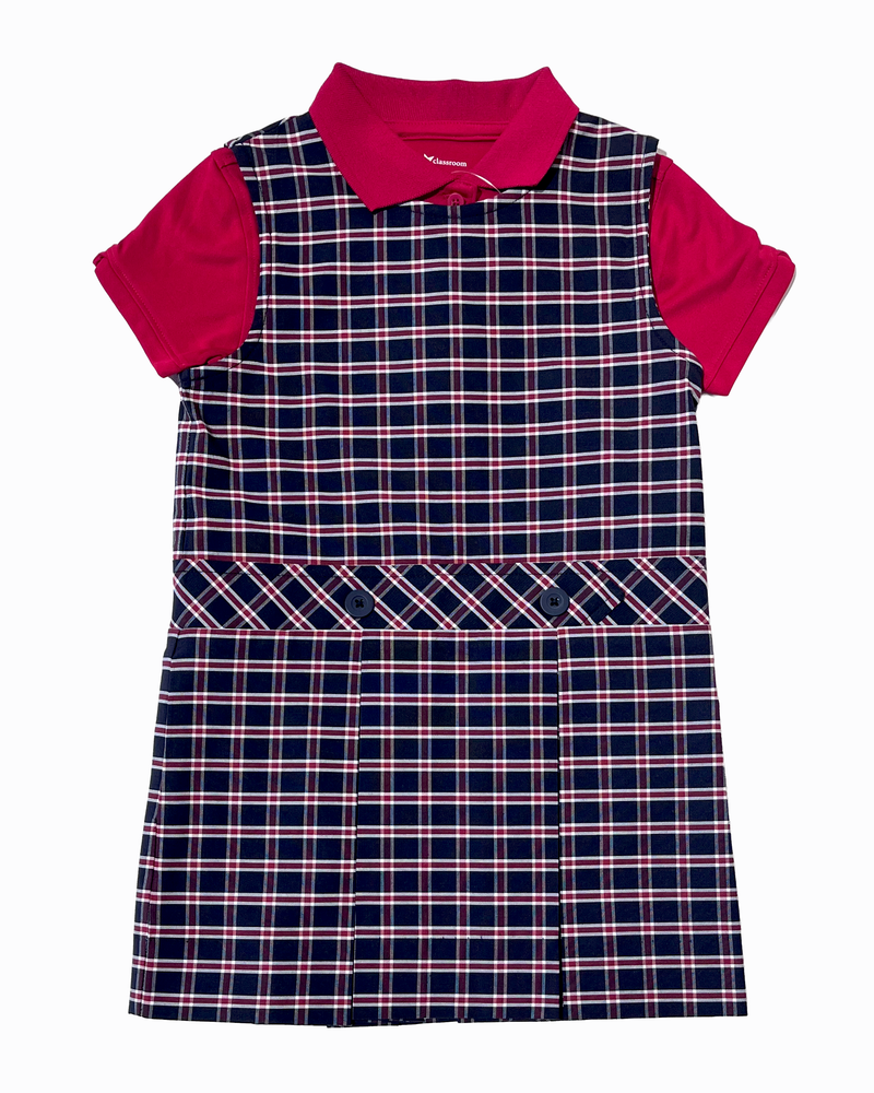 Load image into Gallery viewer, Drop Waist Jumper Plaid 3C

