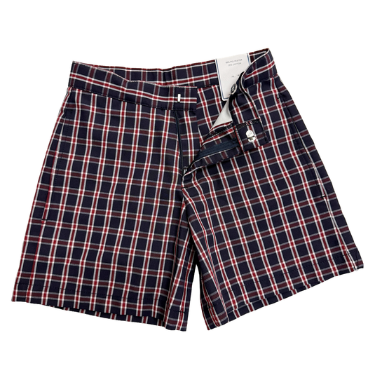 EW Flat Front Zip Shorts Plaid 3C