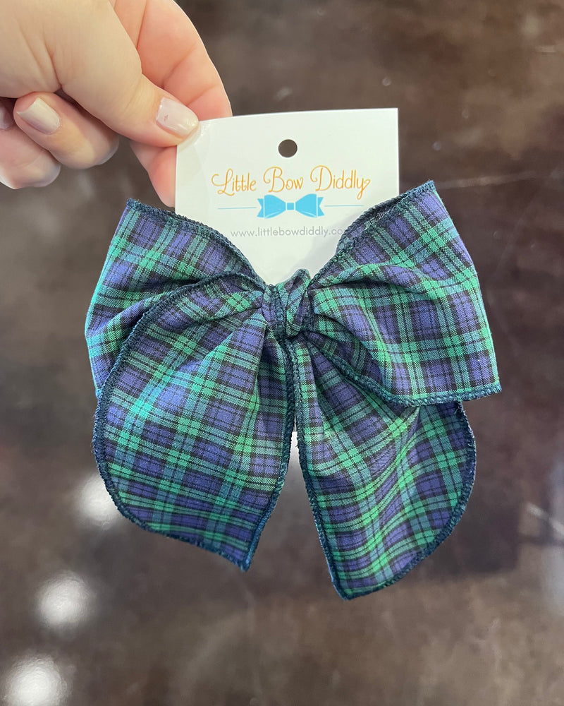 Load image into Gallery viewer, Hair Accessories in Navy/Green Micro Tartan
