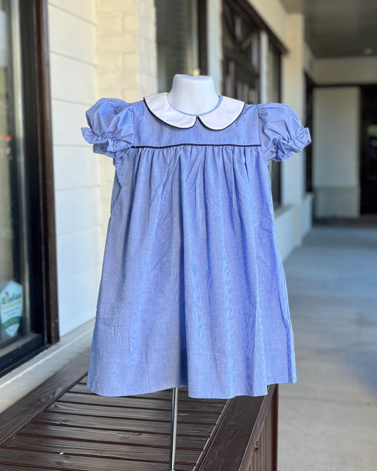 Gingham Dress Royal Blue ESA YXXS (3/4) Gingham Dress Royal Blue ESA YXXS (3/4)
