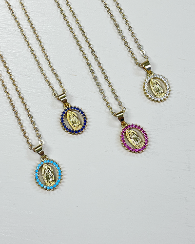 Crystal Virgin Mary Necklace