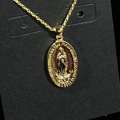 Gold Virgin Mary Pendant Necklace