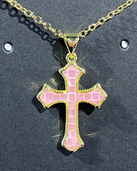 Abalone Shell Cross Necklace 4 Colors