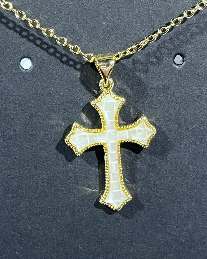 Load image into Gallery viewer, Abalone Shell Cross Necklace 4 Colors
