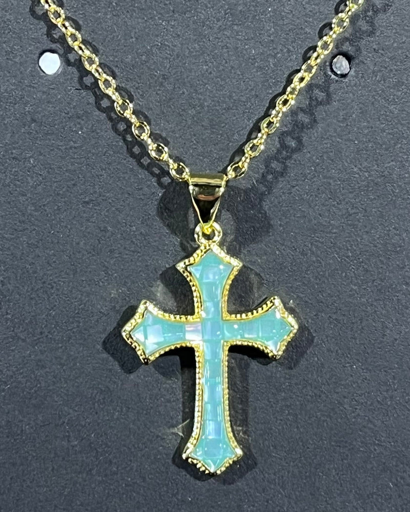 Load image into Gallery viewer, Abalone Shell Cross Necklace 4 Colors
