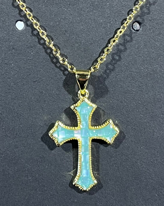 Abalone Shell Cross Necklace 4 Colors