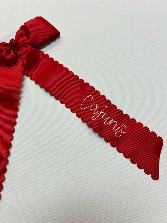 Long Tail Scalloped Bows Embroidered