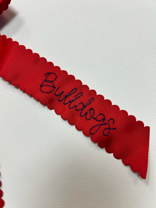 Long Tail Scalloped Bows Embroidered