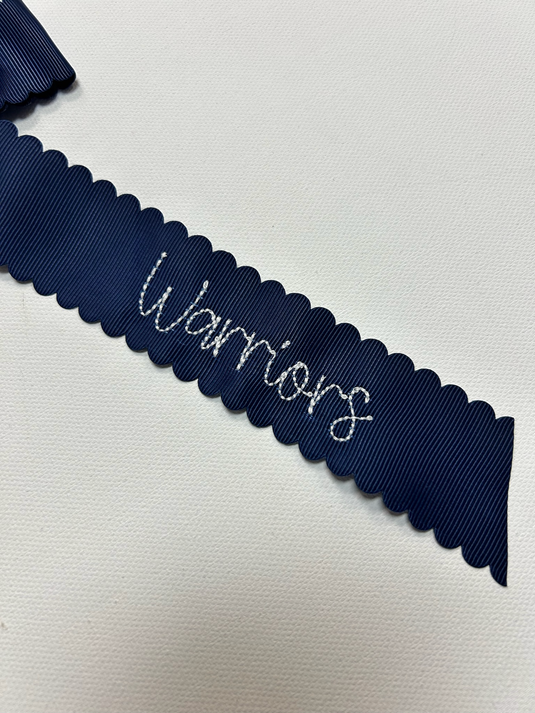 Long Tail Scalloped Bows Embroidered