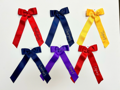 Long Tail Scalloped Bows Embroidered