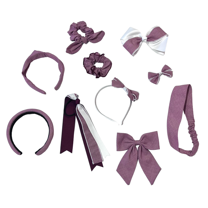 Load image into Gallery viewer, Hair Accessories Burgundy Gingham
