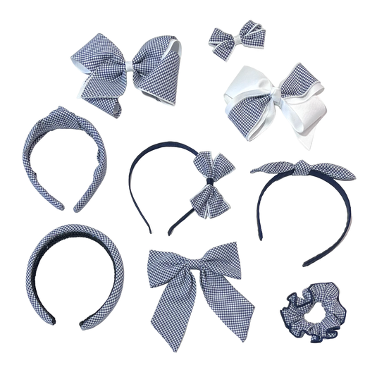 Hair Accessories Navy Gingham