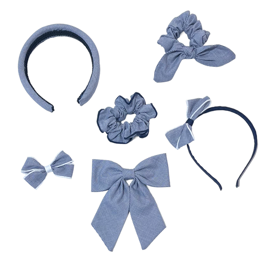 Hair Accessories Navy Micro Gingham