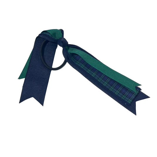 Hair Accessories in Navy/Green Micro Tartan