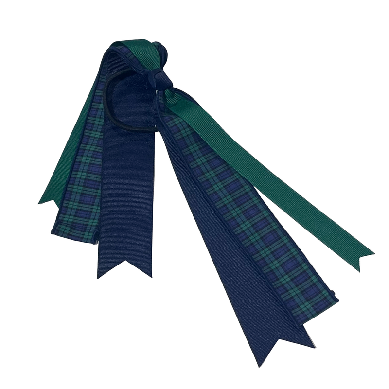 Load image into Gallery viewer, Hair Accessories in Navy/Green Micro Tartan
