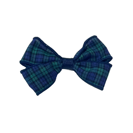 Hair Accessories in Navy/Green Micro Tartan