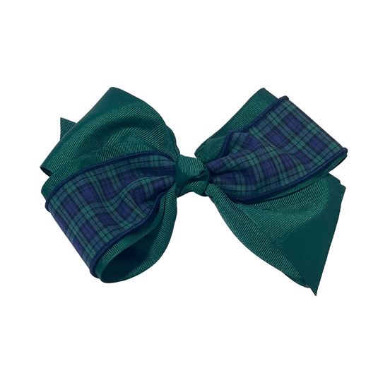 Hair Accessories in Navy/Green Micro Tartan