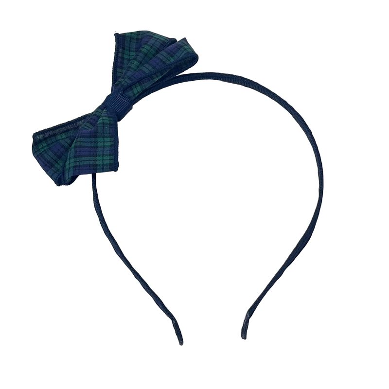 Load image into Gallery viewer, Hair Accessories in Navy/Green Micro Tartan
