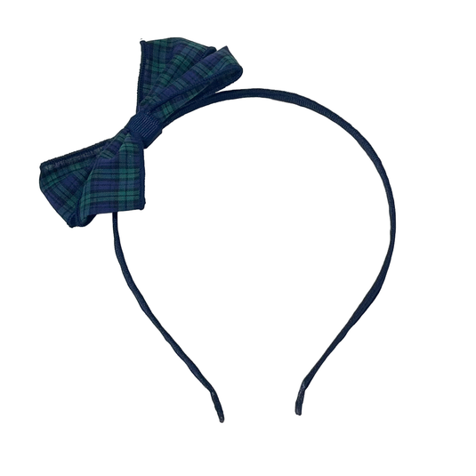 Hair Accessories in Navy/Green Micro Tartan