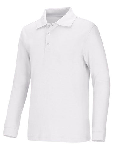 A+ Pique Polo White Long Sleeve OLV